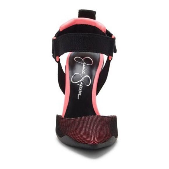 Jessica Simpson Gazella Black/Pink Strap Heels - Picture 7 of 7